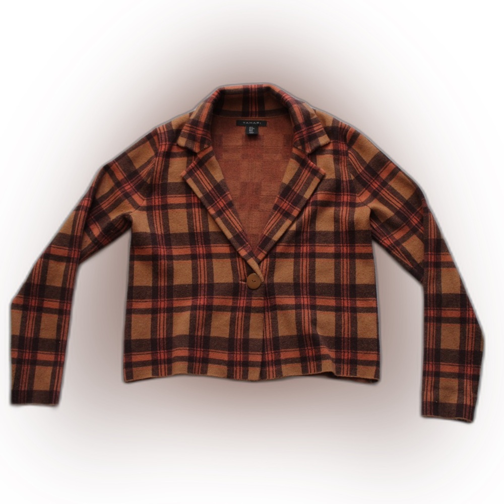 Tahari Plaid Blazer size M